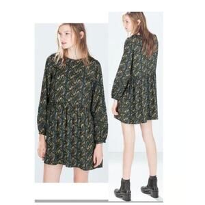 Zara Trafaluc Green Dress XS Paisley Babydoll Fairy Cottage